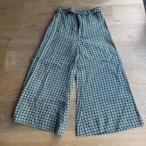 Faithfull the Brand Black and White Plaid Wide Leg Pants